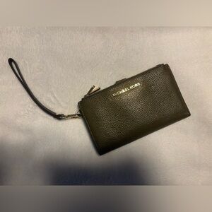 Michael Kors Olive Green Textured Wristlet